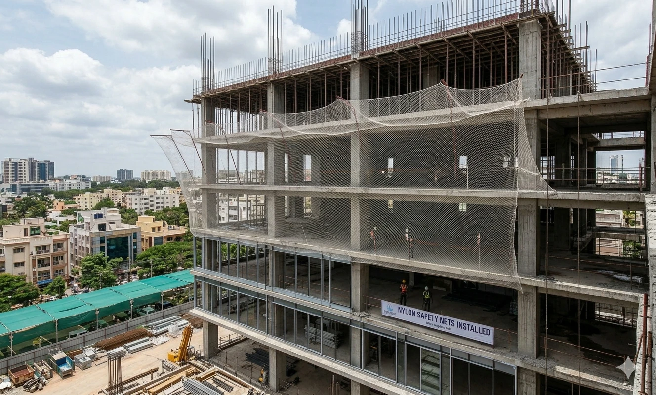 Construction Safety Nets installation by SVM Safety Nets